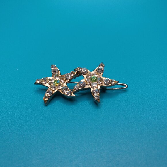 Stars Hair Clip, silver color, white rhinestone, shiny crystals - Picture 7 of 14